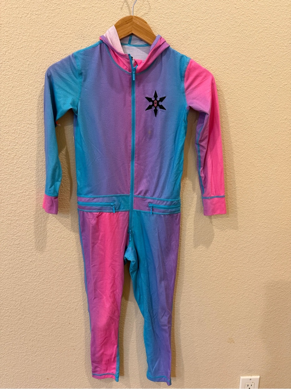 Kids Colorblock Hooded One-Piece Bodysuit - Pink & Blue